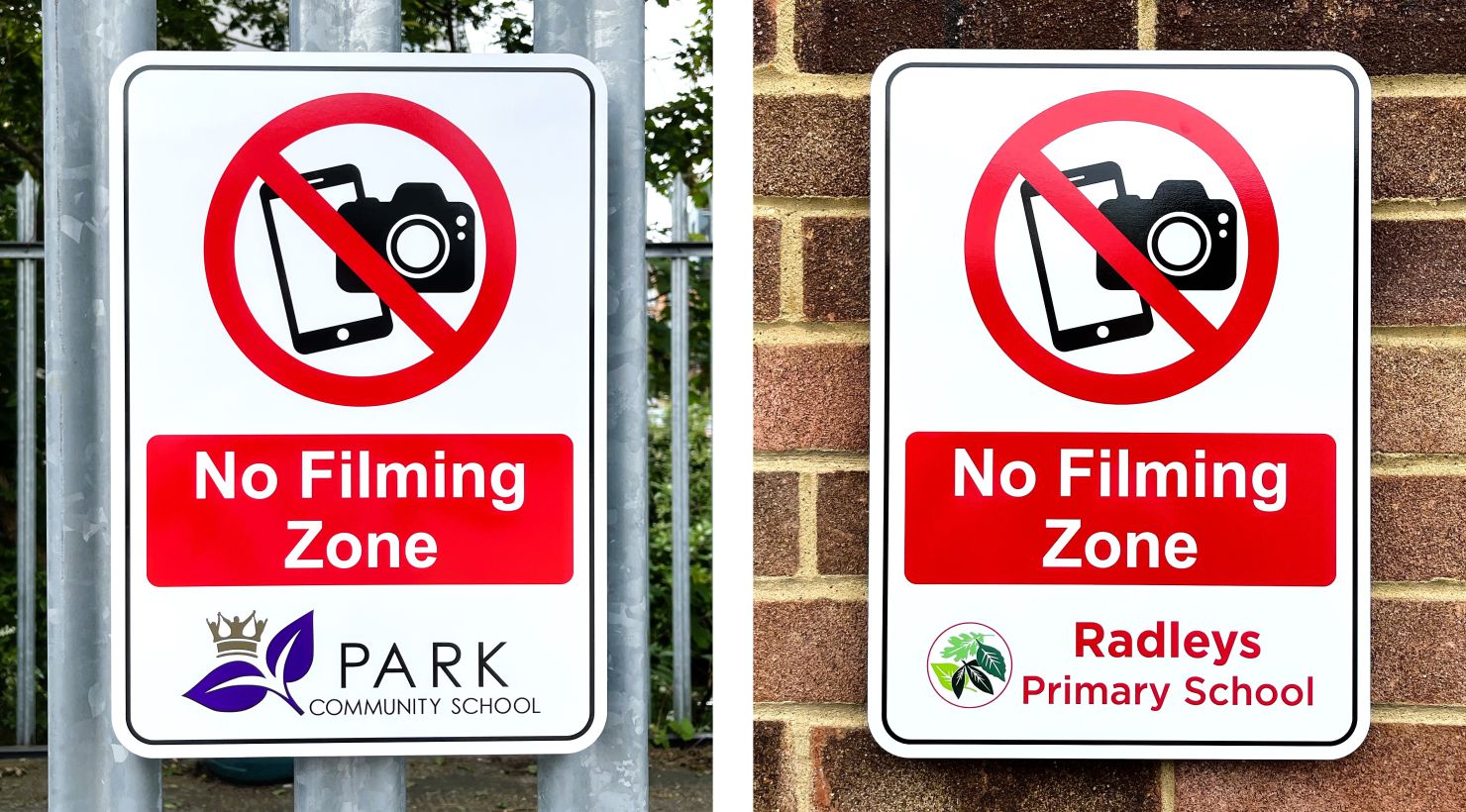 No Filming Zone Signs